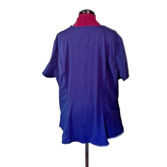 Cherokee Infinity Womens Scrub Top Blue Size 2XL Pockets Side Split Style CK623A - Picture 2 of 7